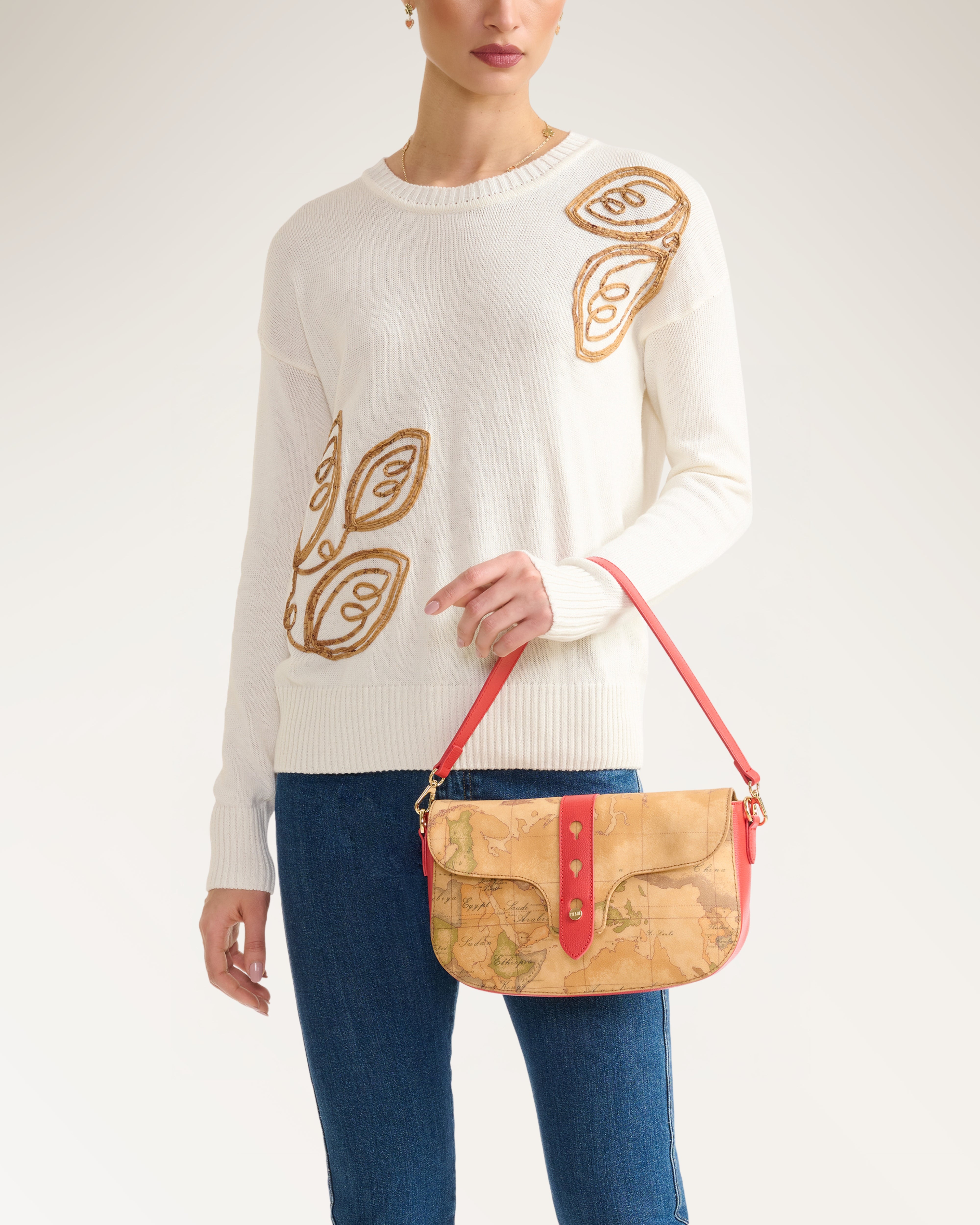 Shoulder Bag With Fl Rosso