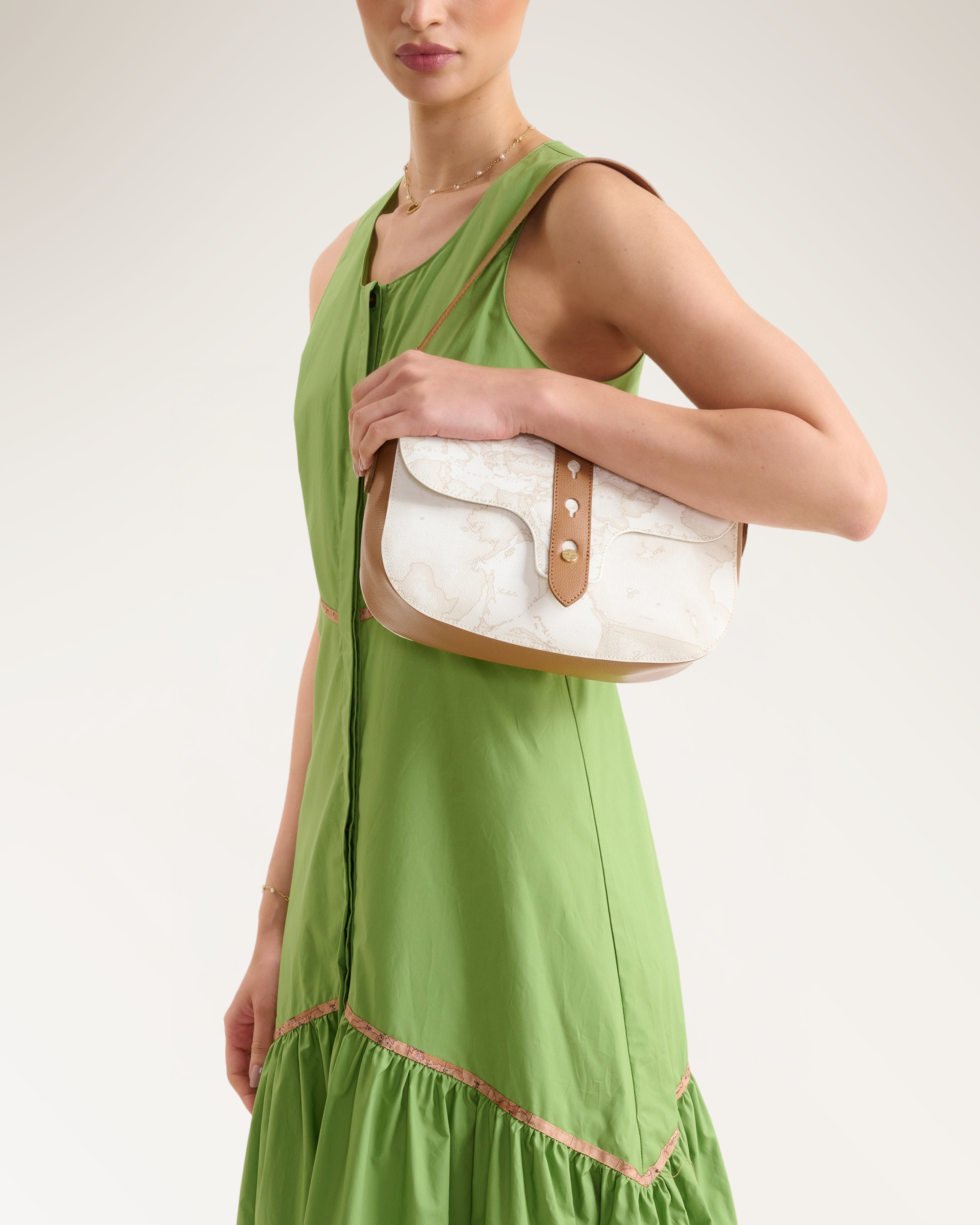Shoulder Bag With Fl Bianco